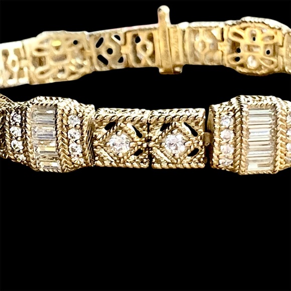 Judith Ripka gold washed sterling silver tennis bracelet - Picture 2 of 2